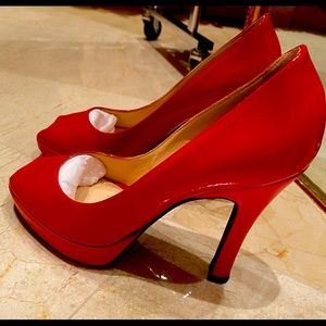 Red Peep toe pumps Italian Baldwin Venezia Size 36